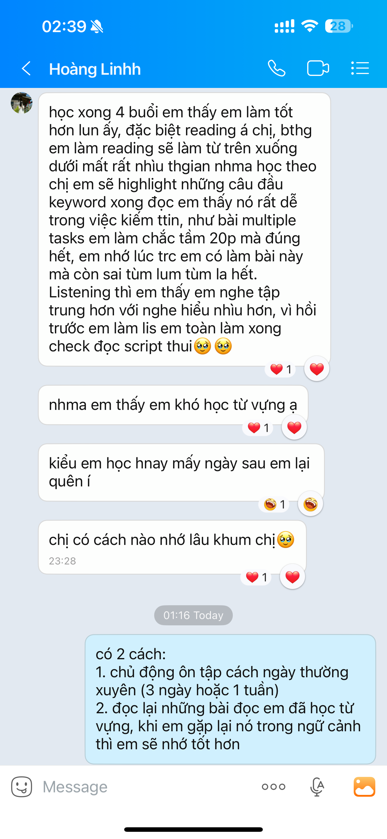 Feedback Hoàng Linh
